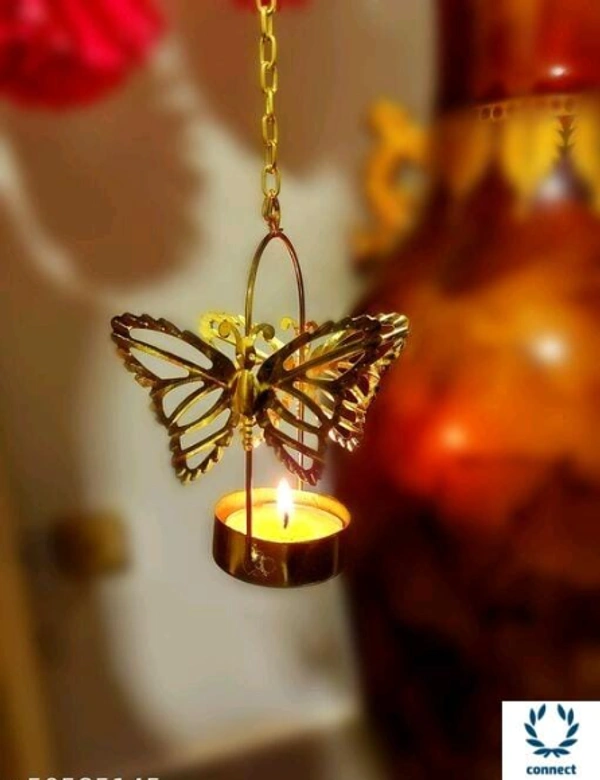 Beautiful Golden Butterfly Tea Light Candle Holders -Set of 4 - Metal, Multipack:4